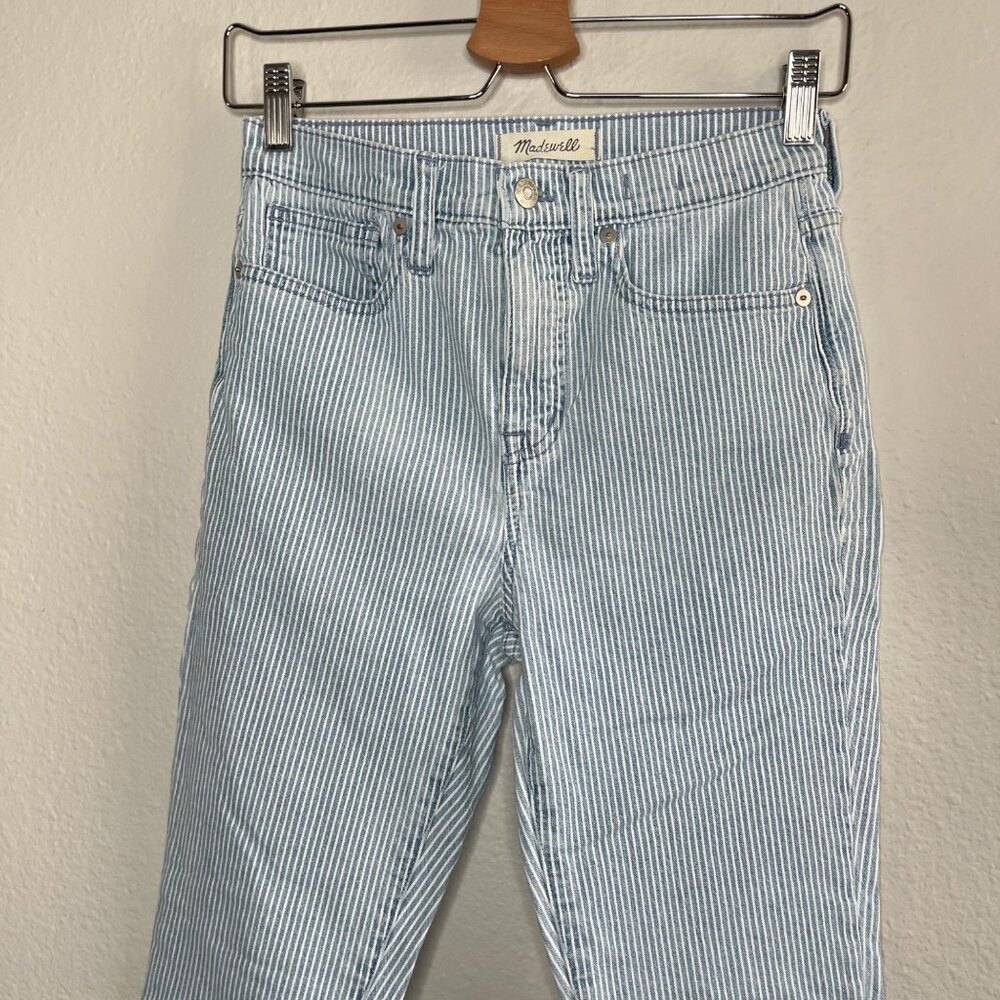 Madewell 10" Womens Blue White High-Rise Skinny Crop Jeans Piper Stripe Size 25 - Picture 7 of 13